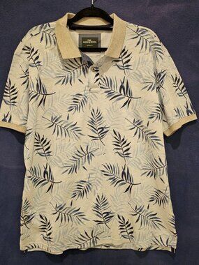 Rodd & Gunn Men's Polo Shirt L Blue Palms Print Sports Fit Cotton Logo